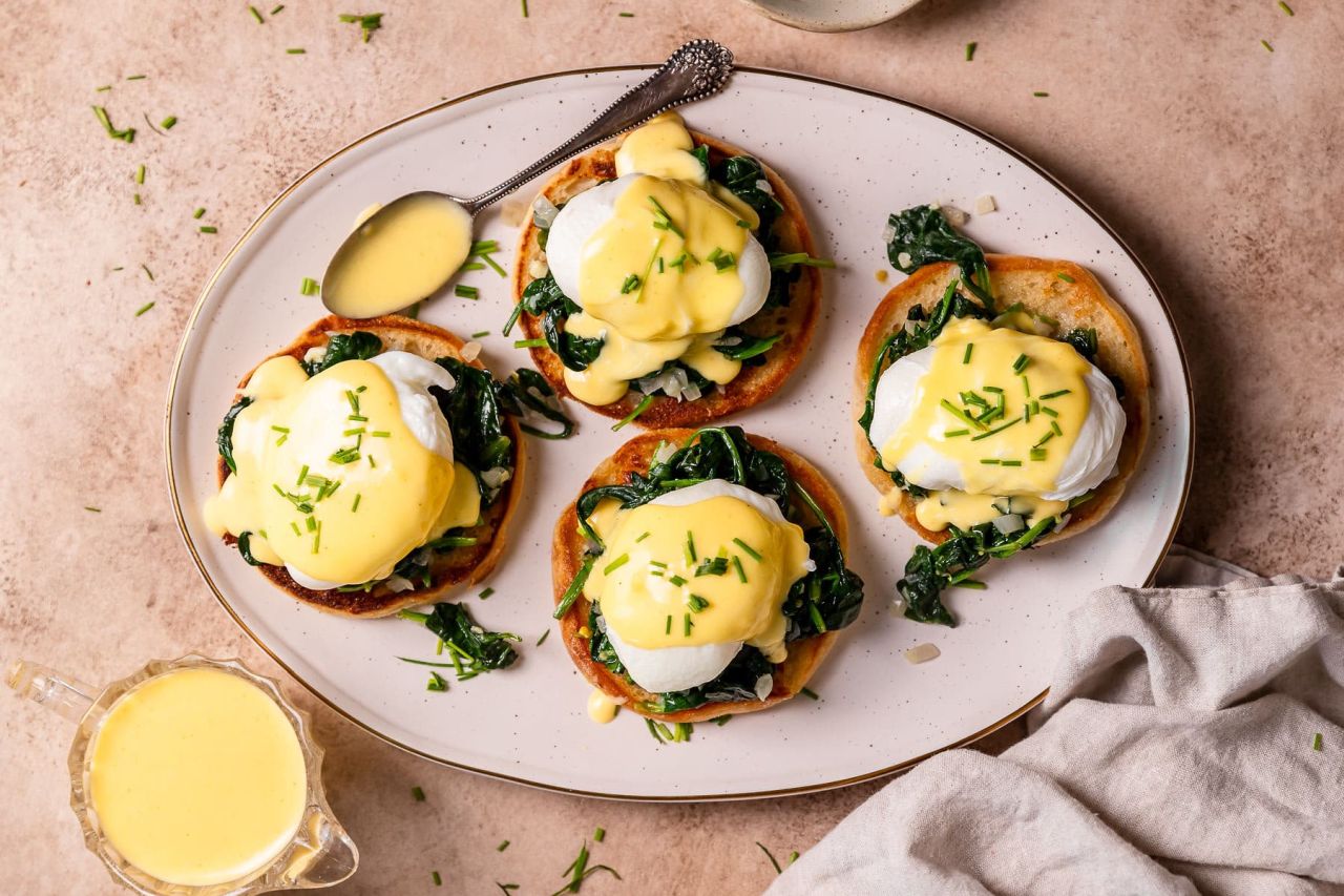 Mother's Day Breakfast Recipes - Eggs Florentine with Homemade Hollandaise