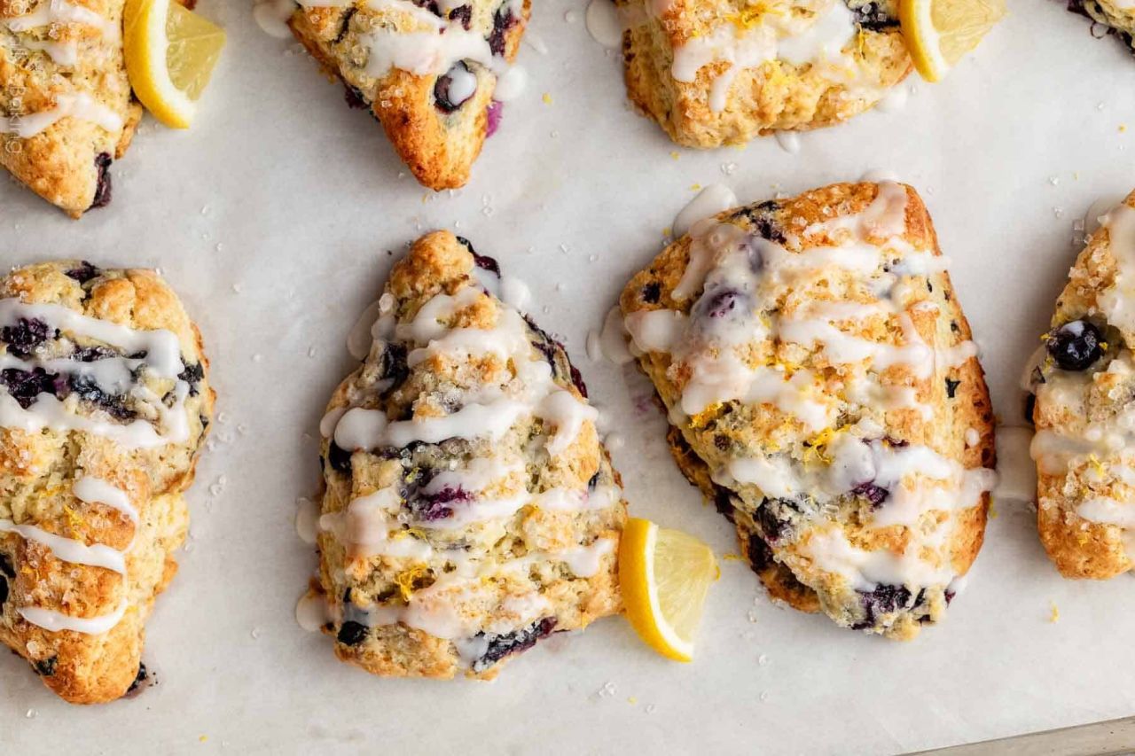 Mother's Day Dessert Ideas - Glazed Lemon Blueberry Scones