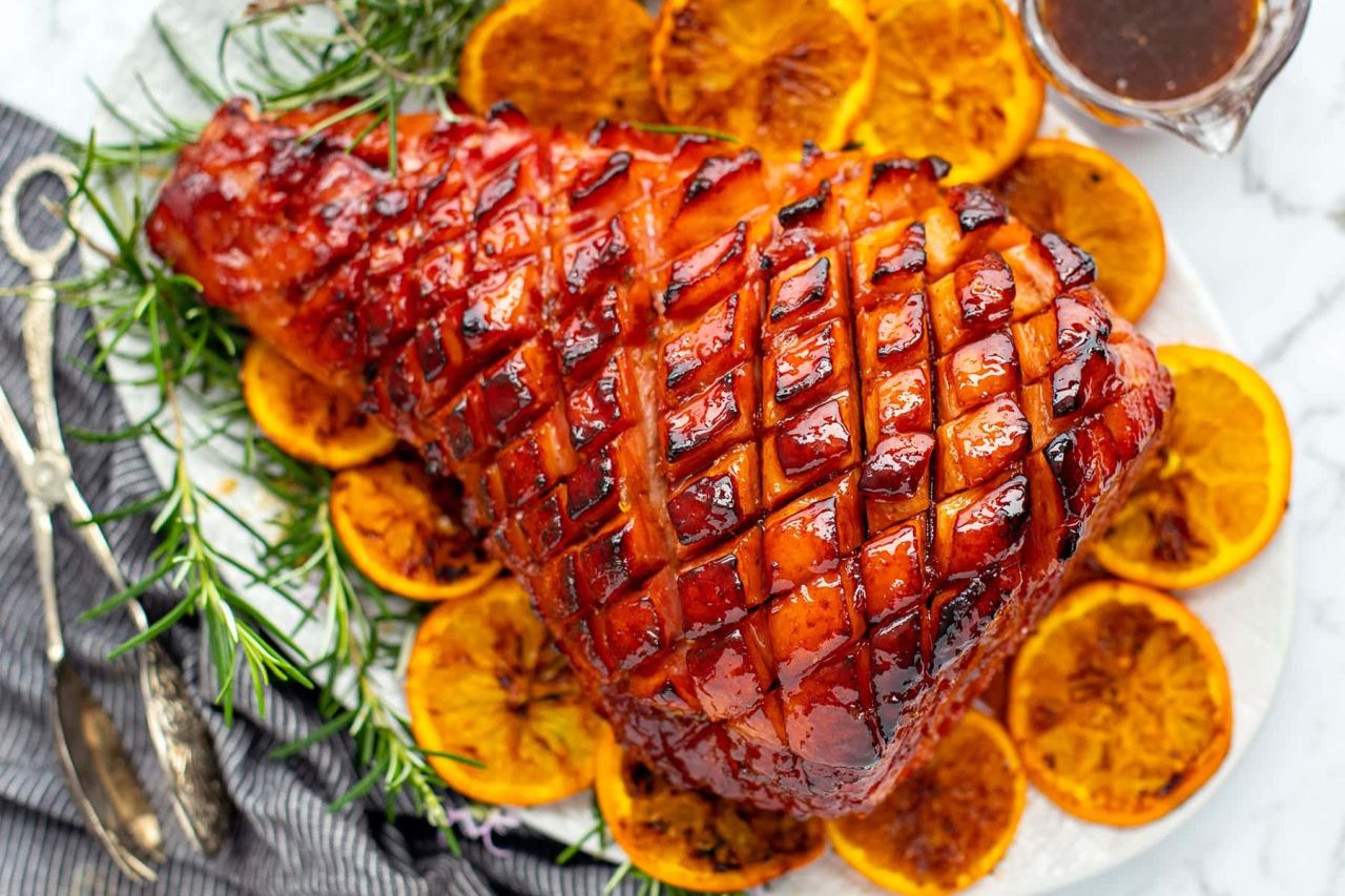 Mother’s Day Dinner Mains - Orange bourbon glazed ham