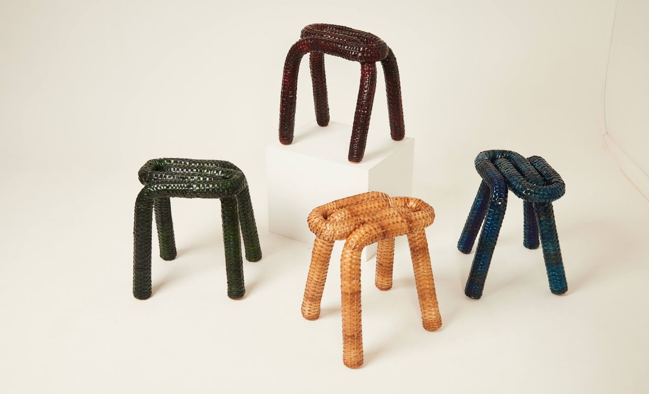 Paem wicker Stool by Brazil-based Massame Studio at ICFF 2025