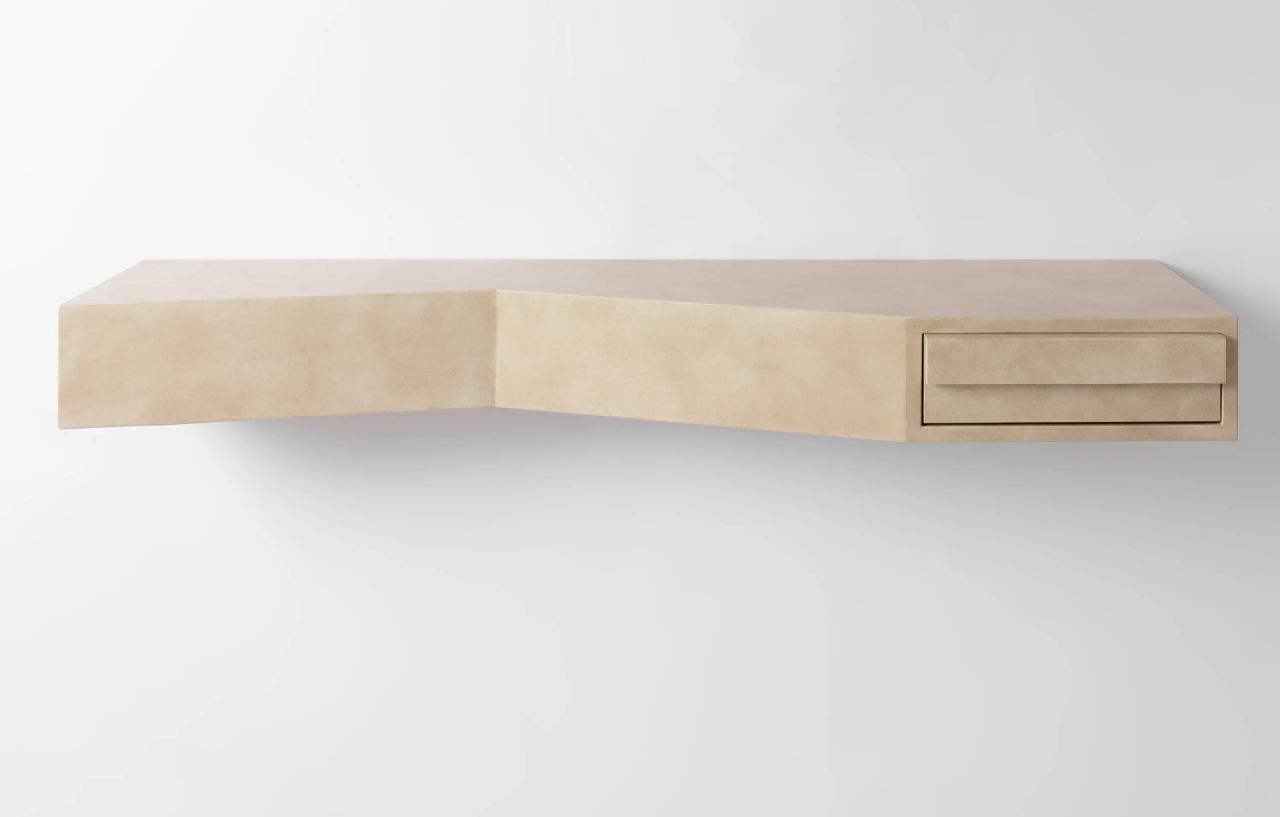 Parchment Facet Floating Shelf