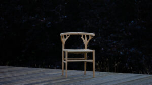 The Marchmont Workshop Canopy Chair Features Hand-Woven Rush Seat and Antler-Shaped Backrest
