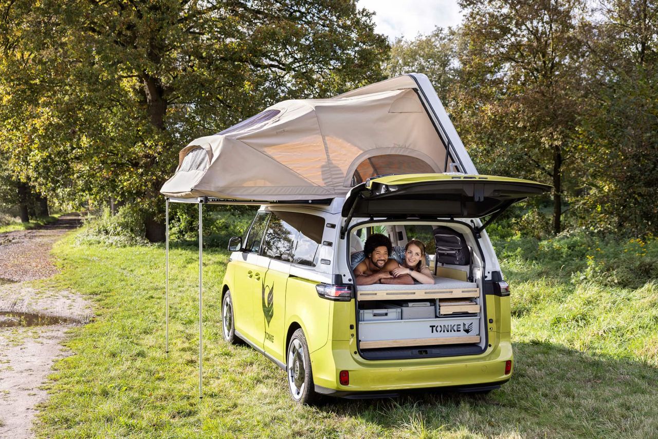Tonke Volkswagen ID. Buzz Trail Camper Van With Pop-Up Sleeper Roof Design