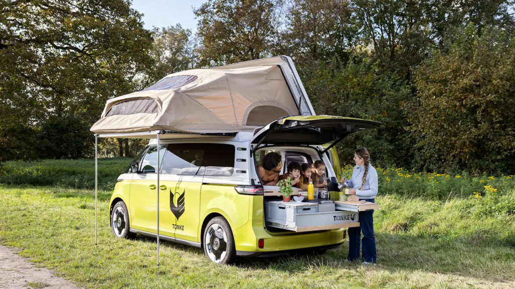 Tonke Volkswagen ID. Buzz Trail Camper Van With Pop-Up Sleeper Roof Design