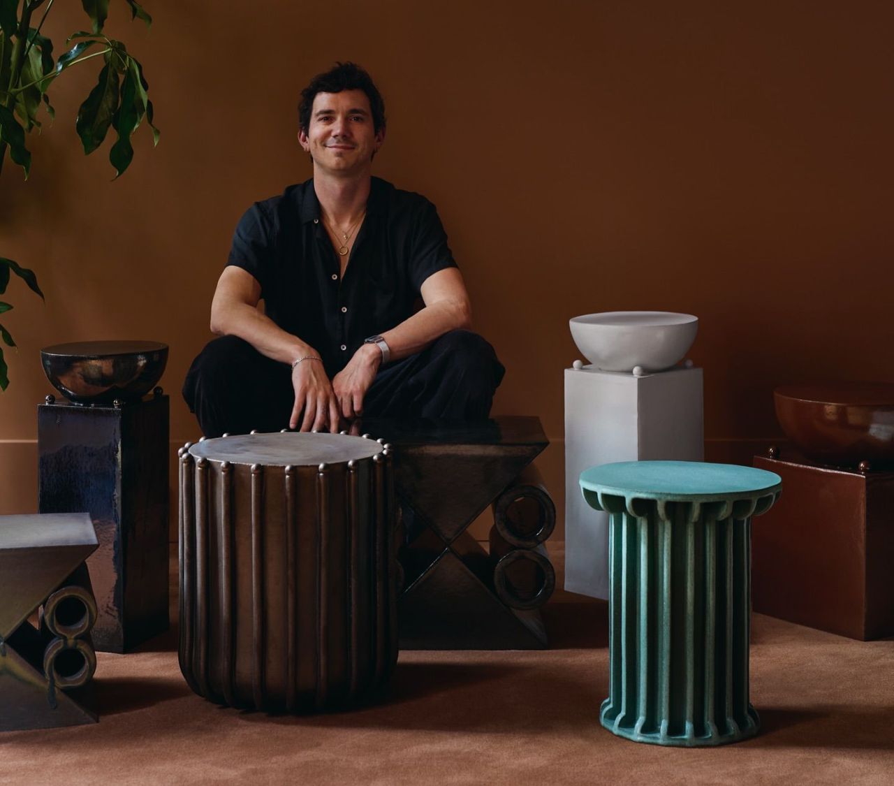 sculptural Ceramic Furniture by devin wilde uses unqiue material approach