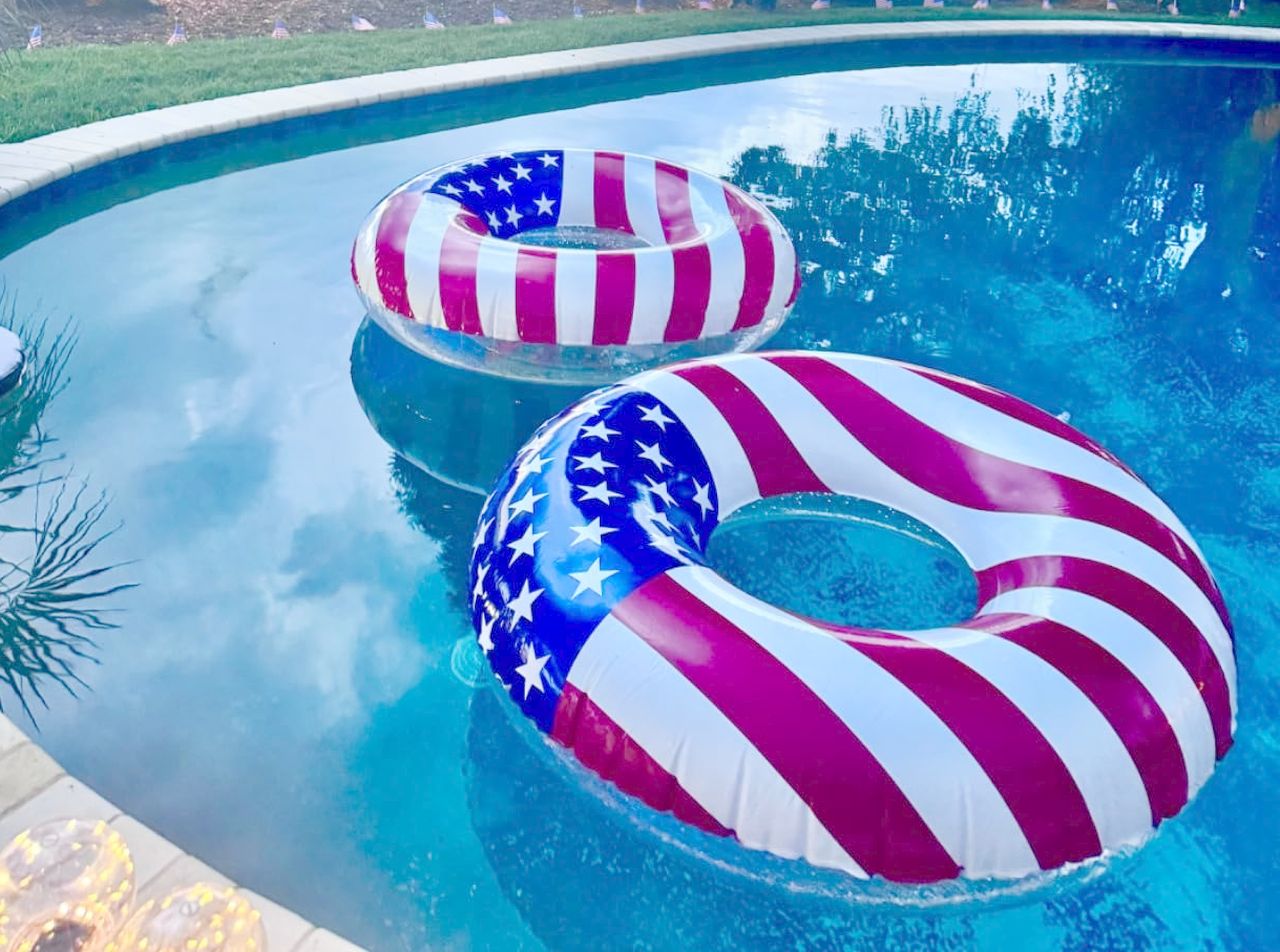 4th of July Pool Party Ideas - American flag floats