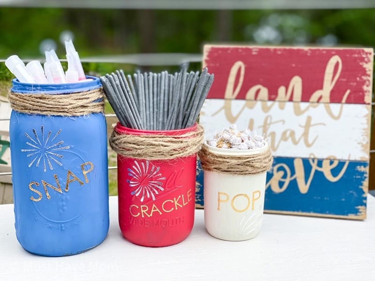 4th of July Snap Crackle Pop Mason Jars