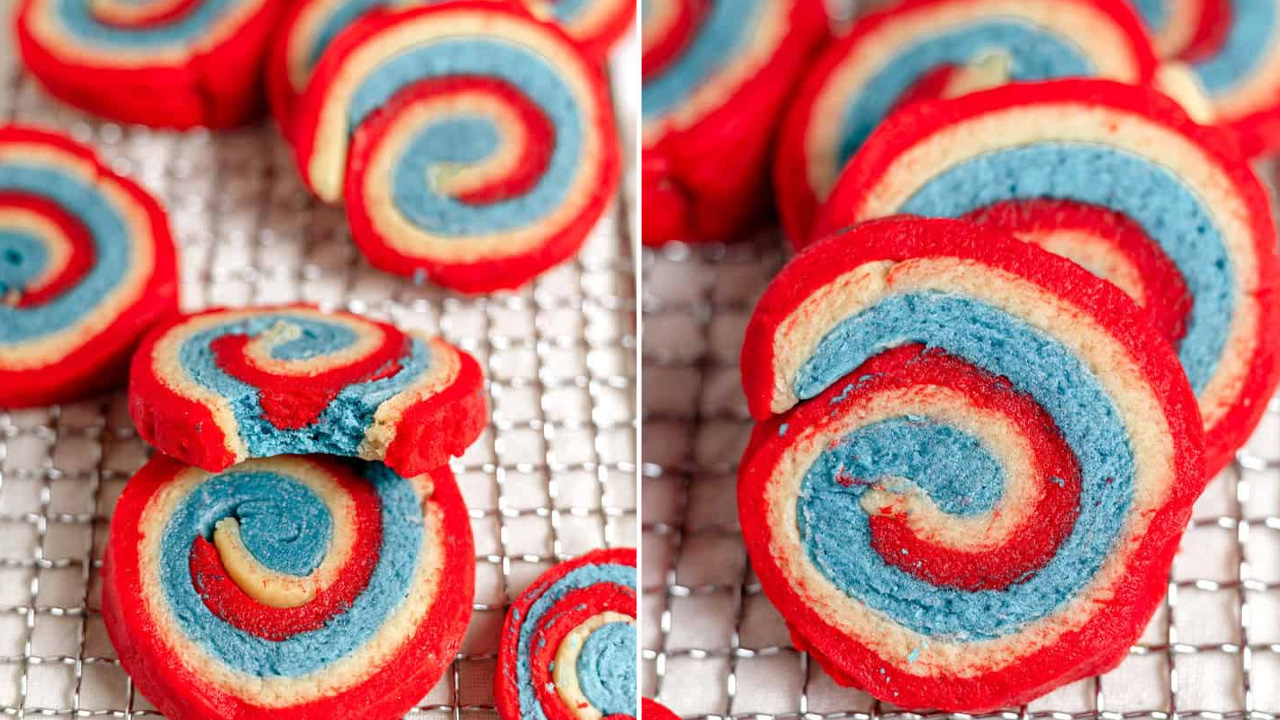 Red White and Blue Pinwheel Cookies
