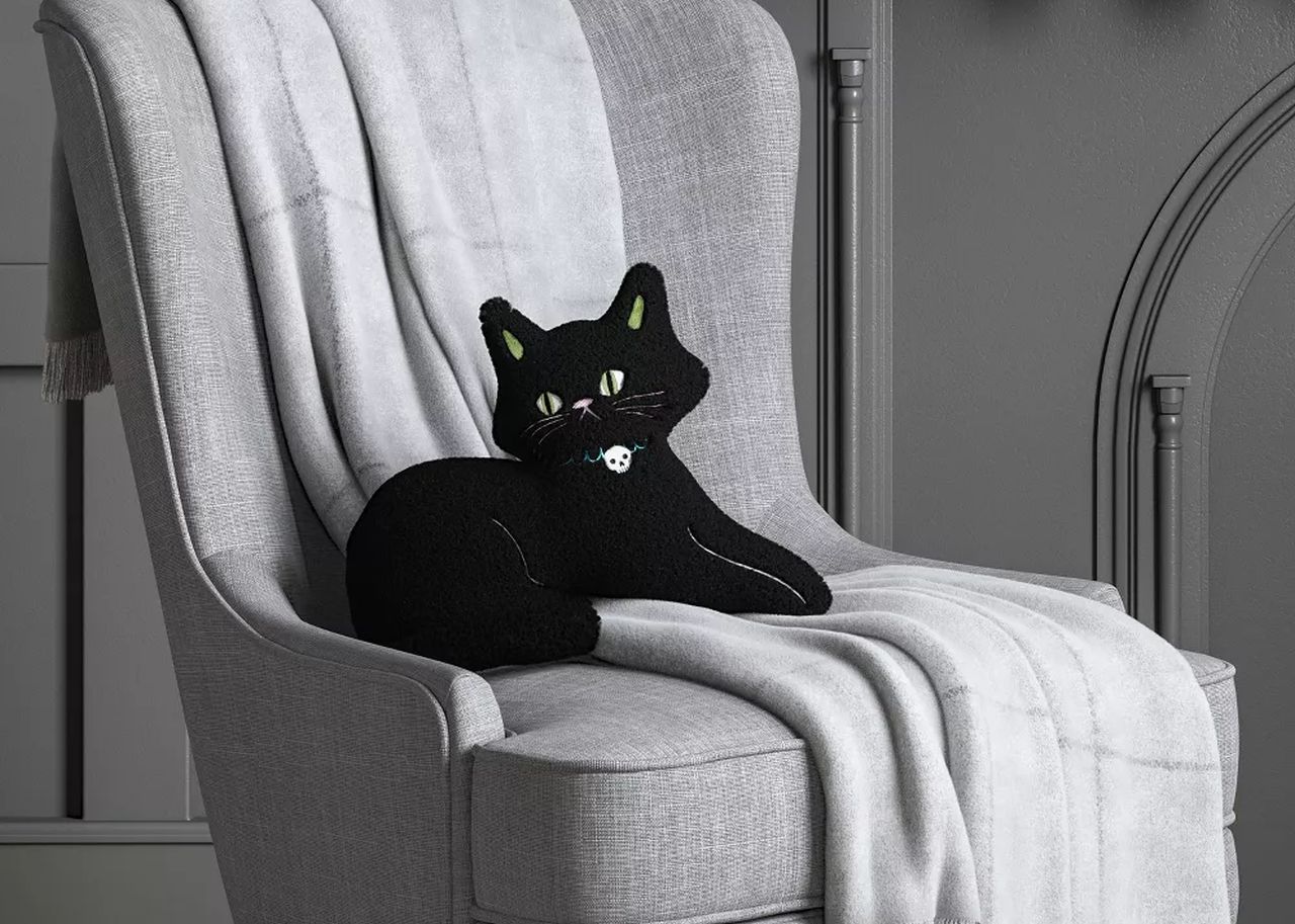 Black Cat Novelty Shaped Throw Pillow