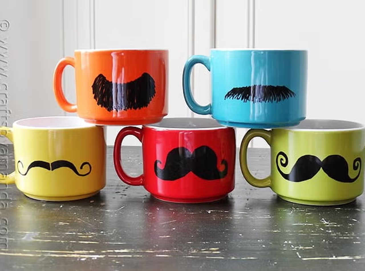 Colorful Mustache Mugs