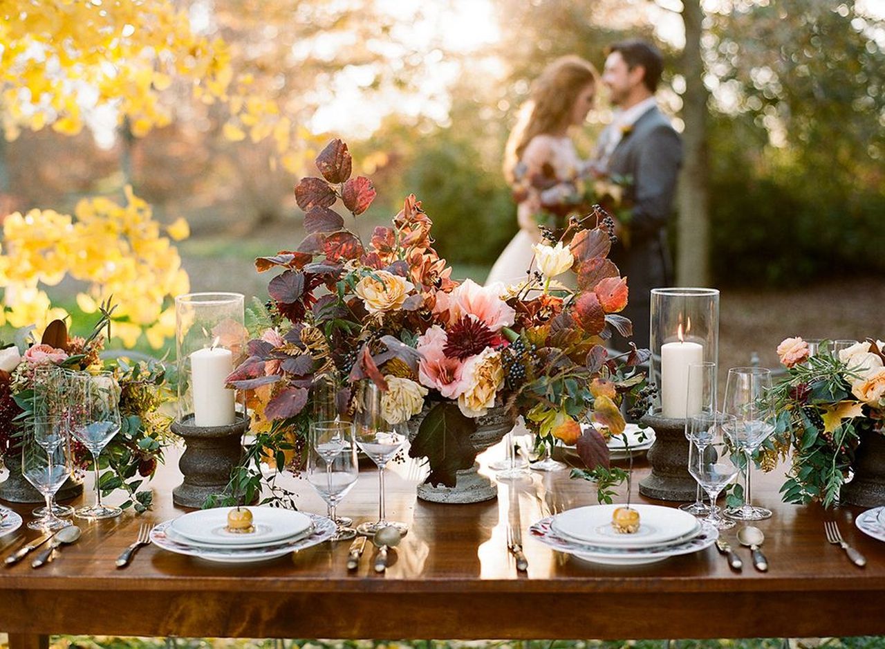 DIY Home Wedding Decor Ideas - Foliage centerpieces