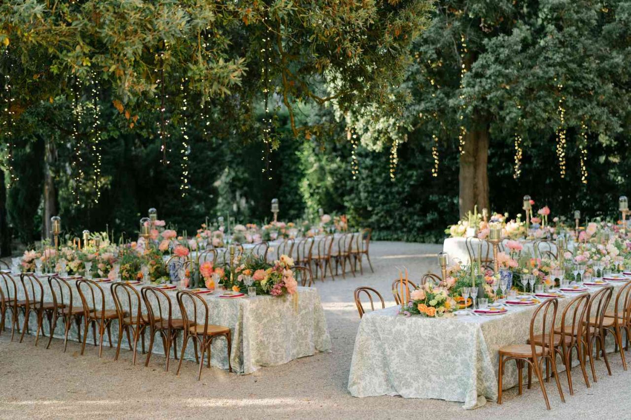 DIY Home Wedding Decor Ideas - enchanting forest vibe with hanging fairy lights