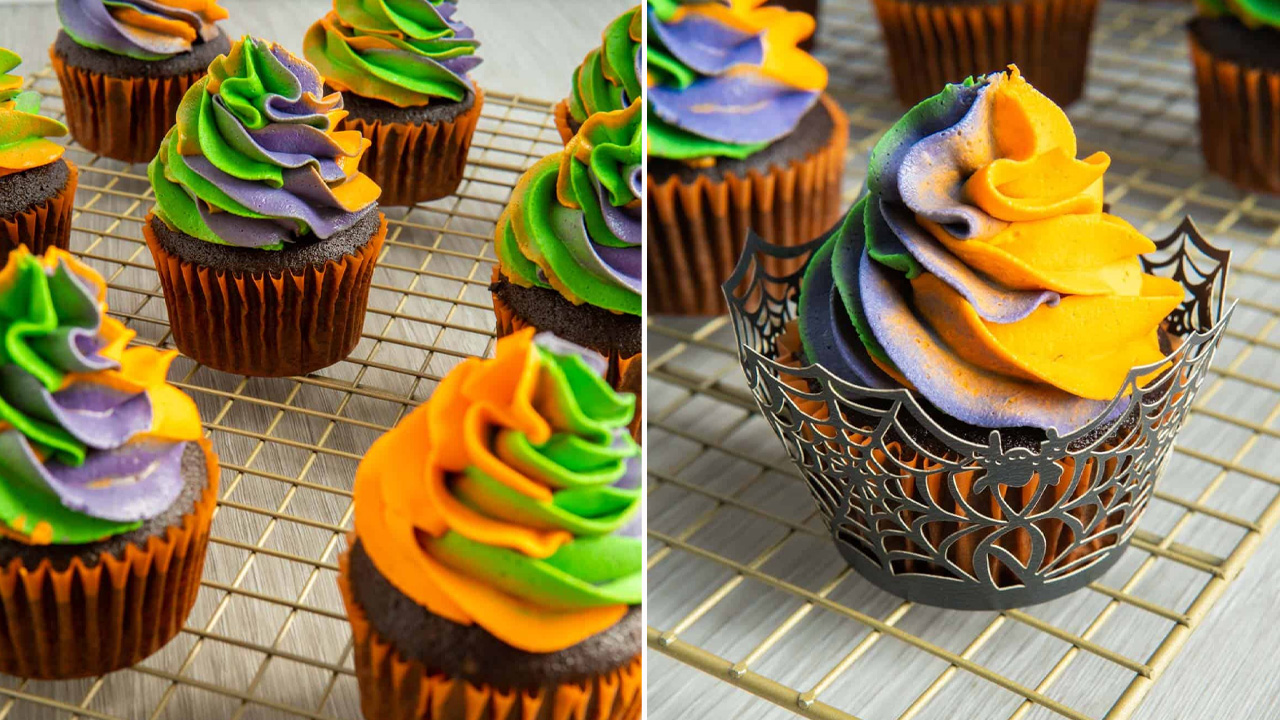 Easy Swirled Halloween Cupcakes