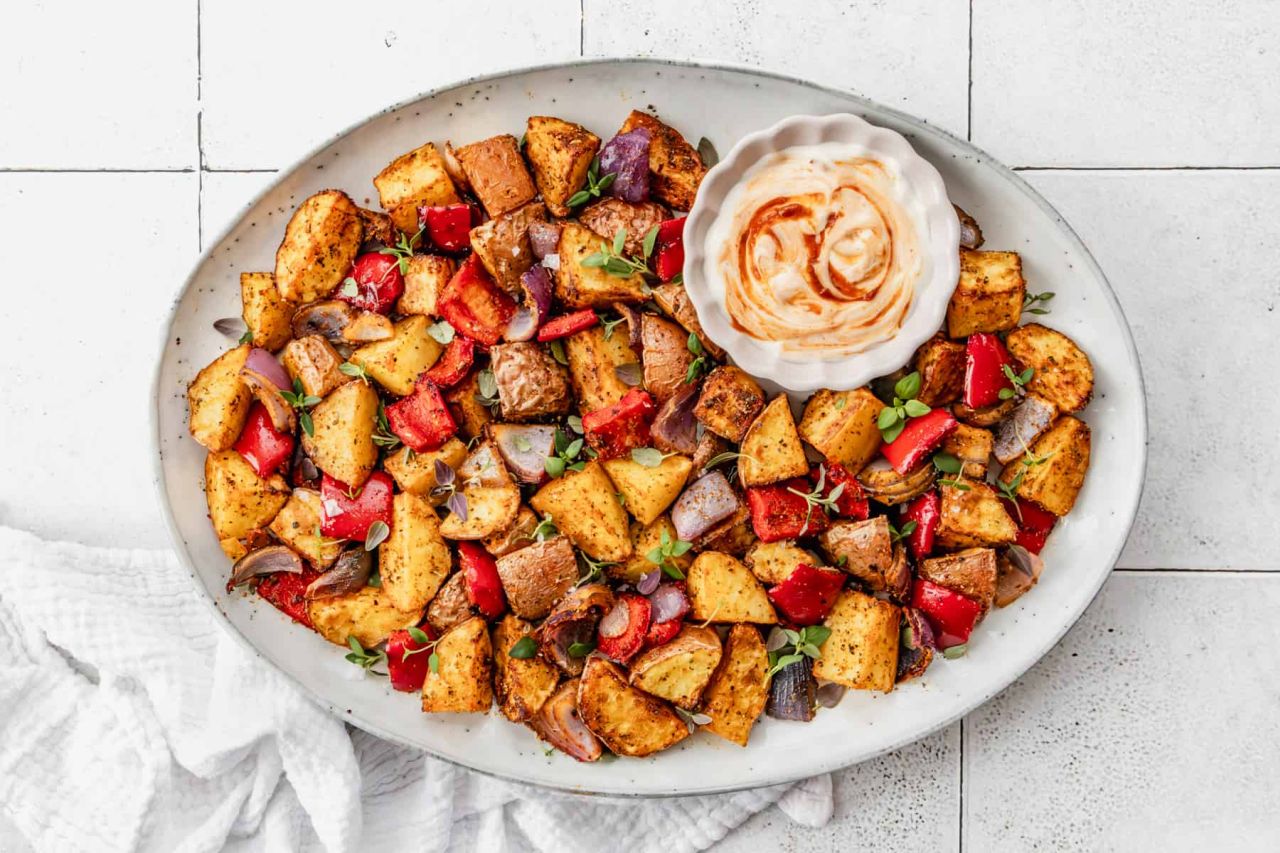 Father’s Day Breakfast Ideas - Air Fryer Potatoes and Onions With Peppers