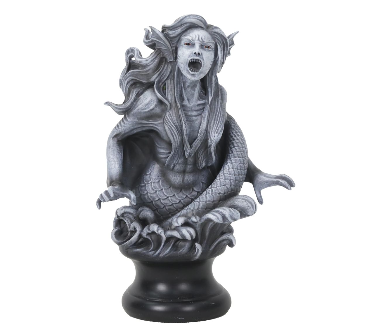 Gray mermaid bust tabletop décor