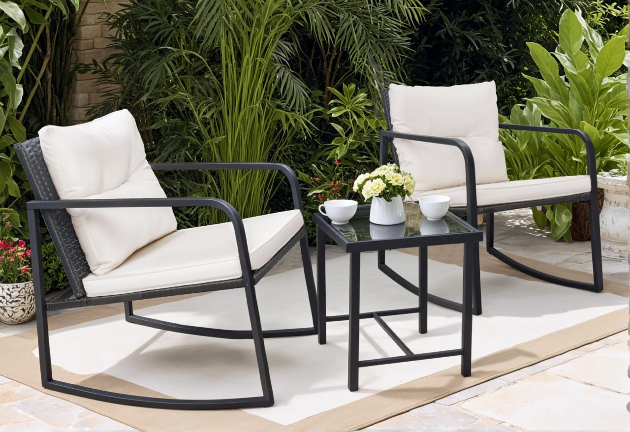 Greesum Rocking Wicker Bistro Set