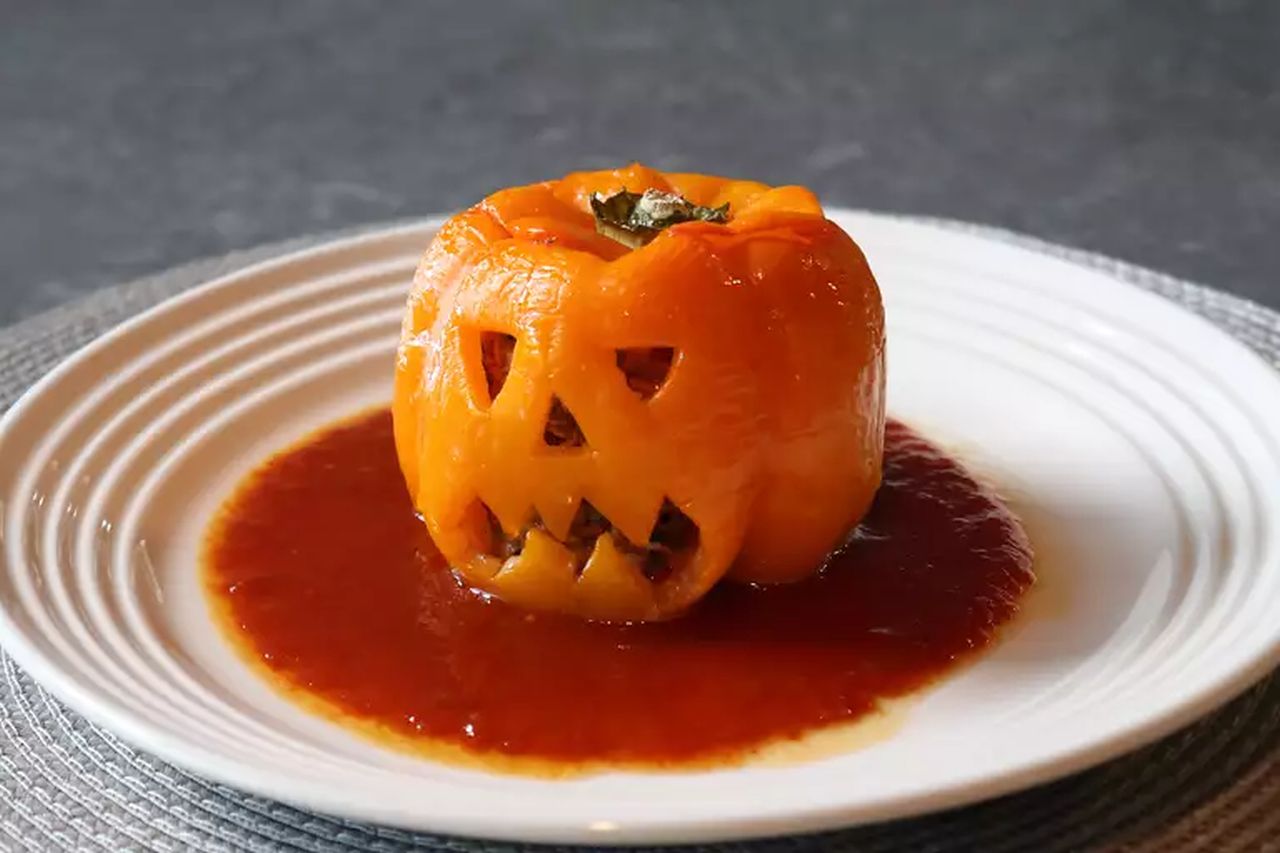 Jack-o'-Lantern Stuffed Peppers
