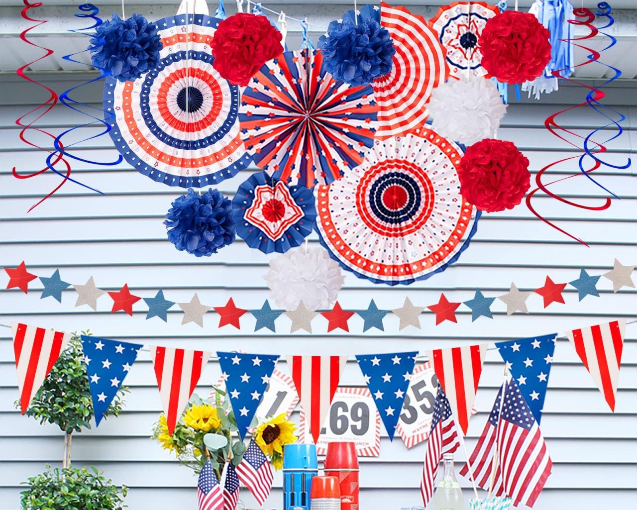 Jollylife 29PCS Fourth of July Patriotic Decorations Set