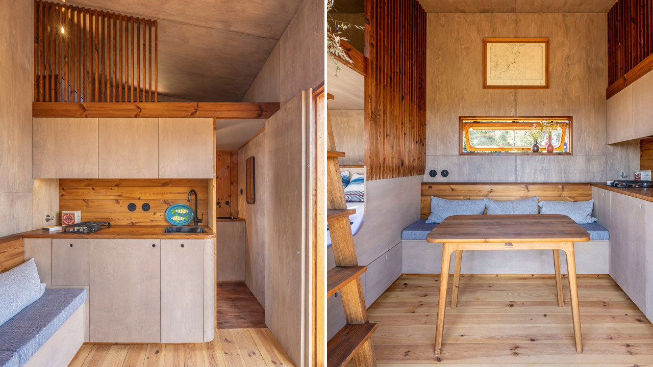 Kitchen and Living Area of Barca Tiny House on Wheels