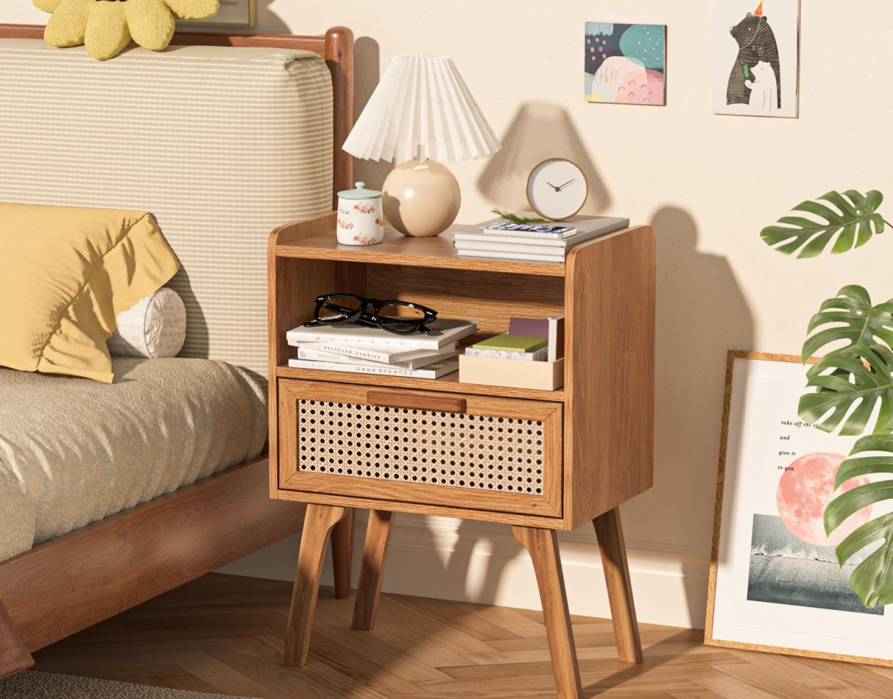 Lerliuo Rattan Nightstand