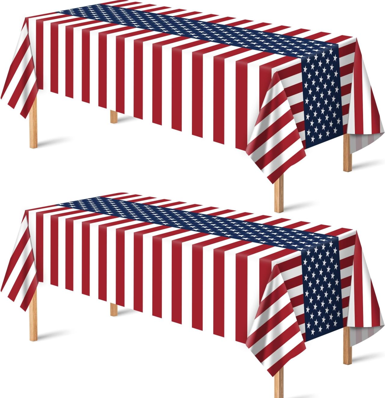 OHOME Patriotic American Flag Plastic Tablecloth