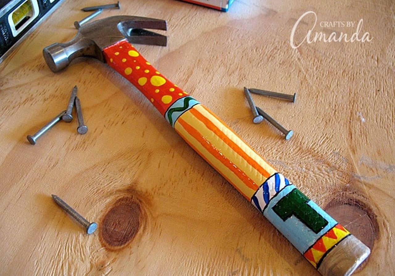 Painted Hammer with Monogram for Dad