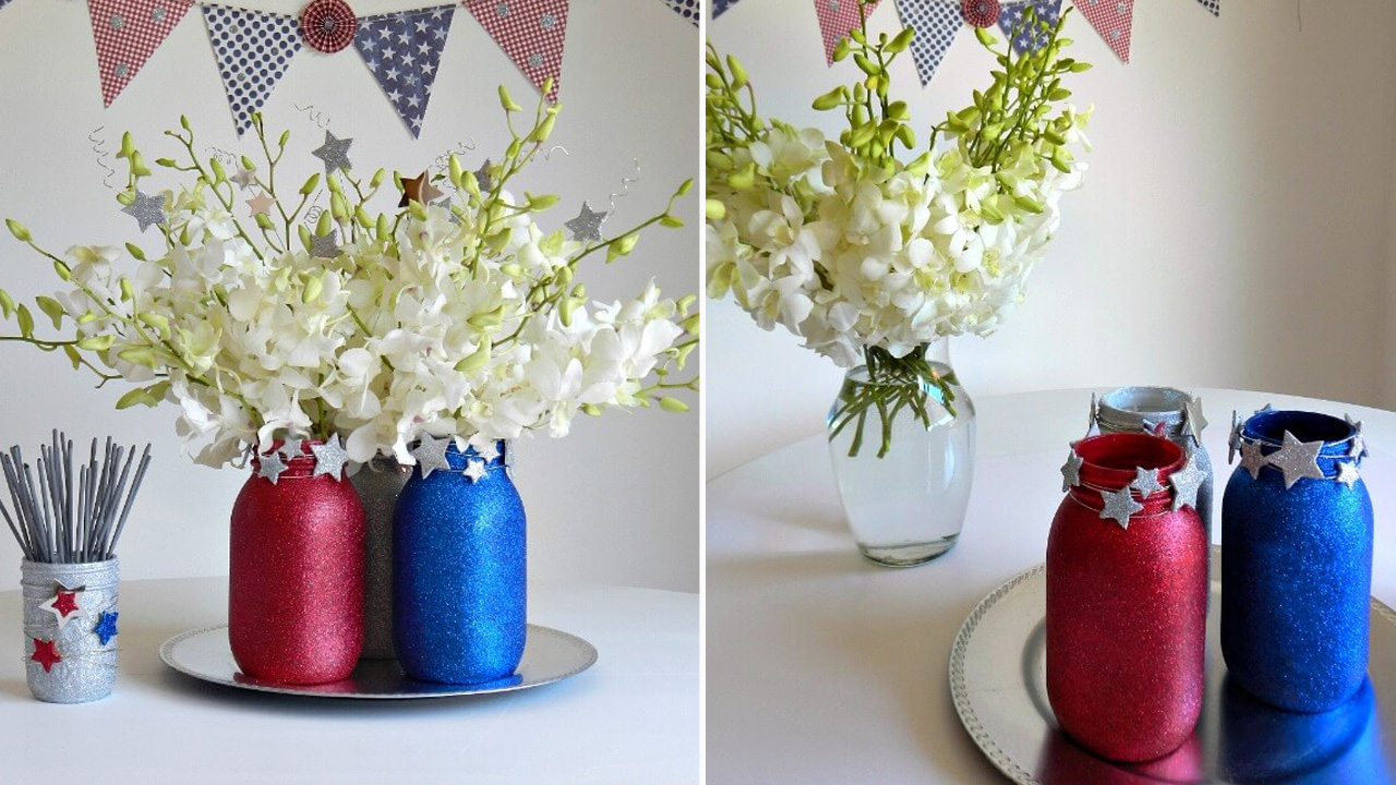 Fourth of July Sparkle with Mason Jars and Flowers