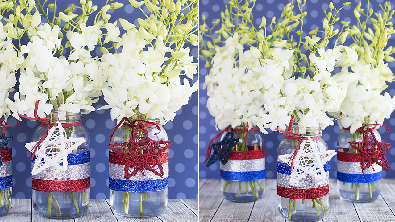 4th of July Mason Jar Centerpieces