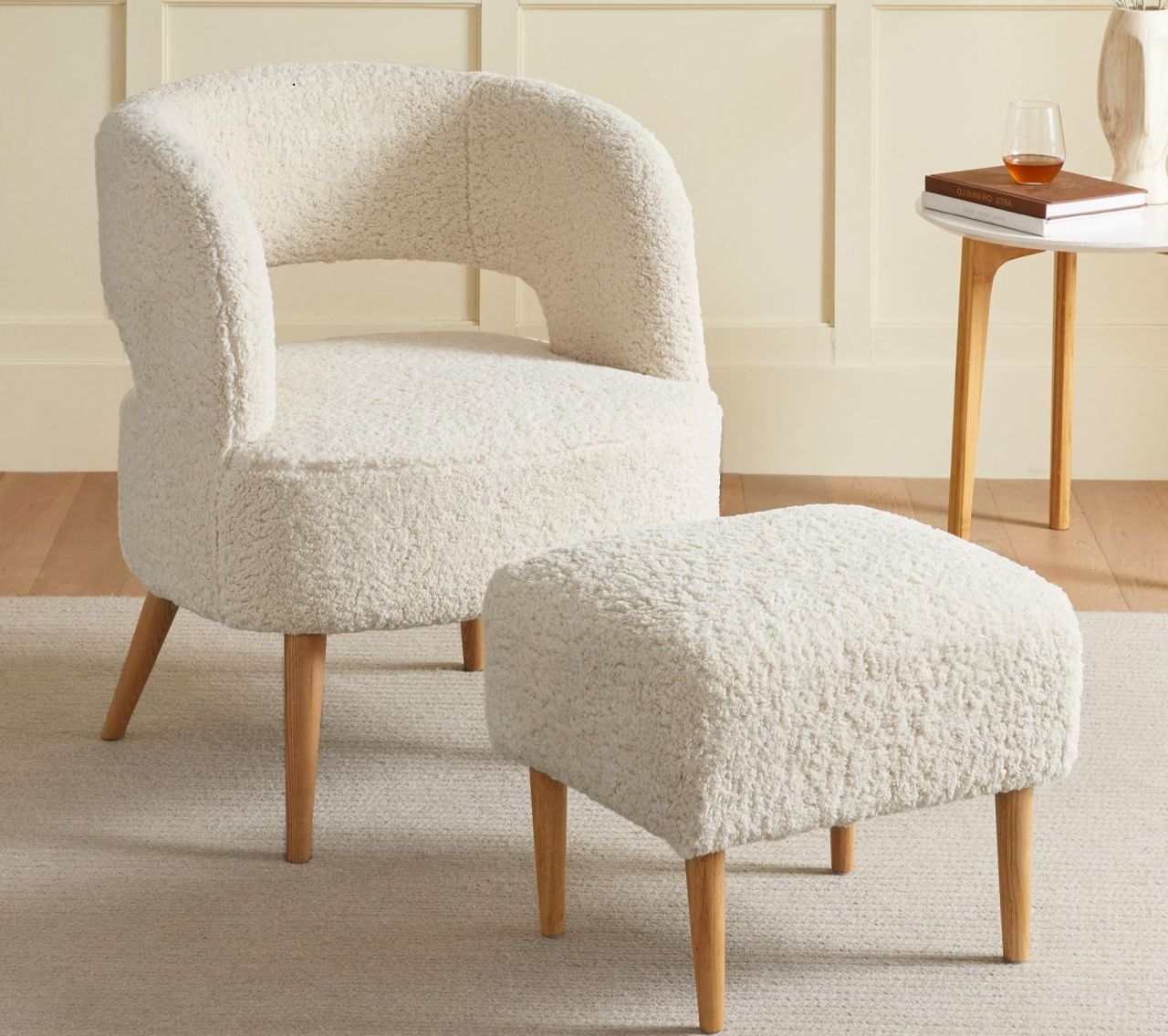 Retraction Built Accent Chair with Ottoman