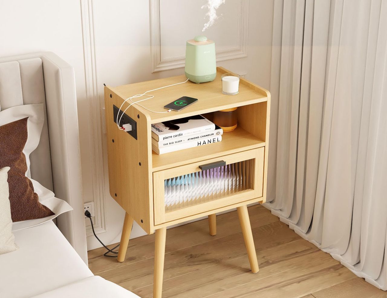 SOOWERY Mid Century Modern Nightstand