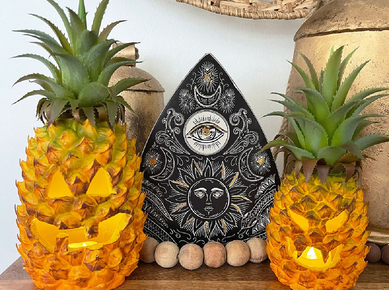 Spooky Pineapple lantern- Summerween Decor Ideas