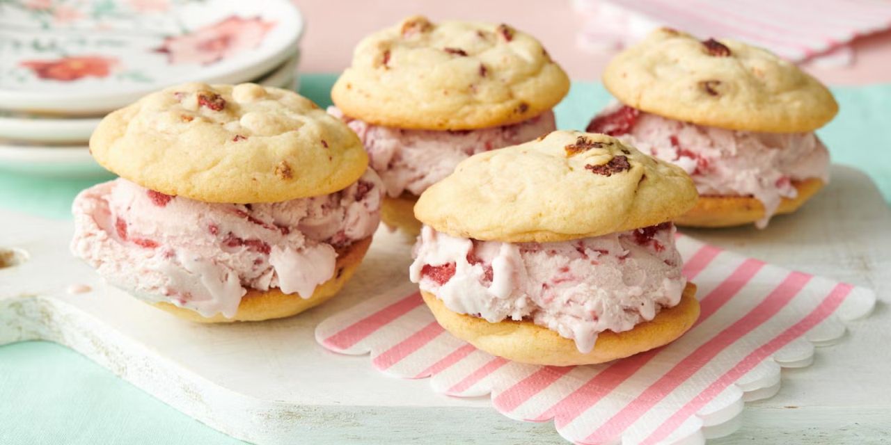 Strawberry Shortcake Ice Cream Sandwiches