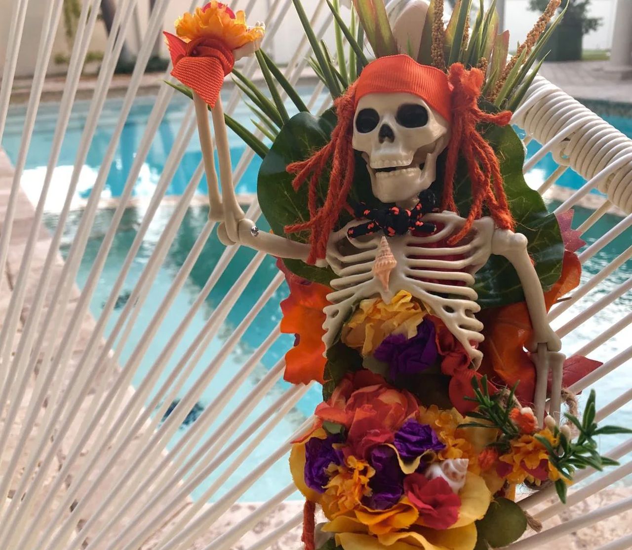 Summerween Decor Ideas- Tropical Skeleton