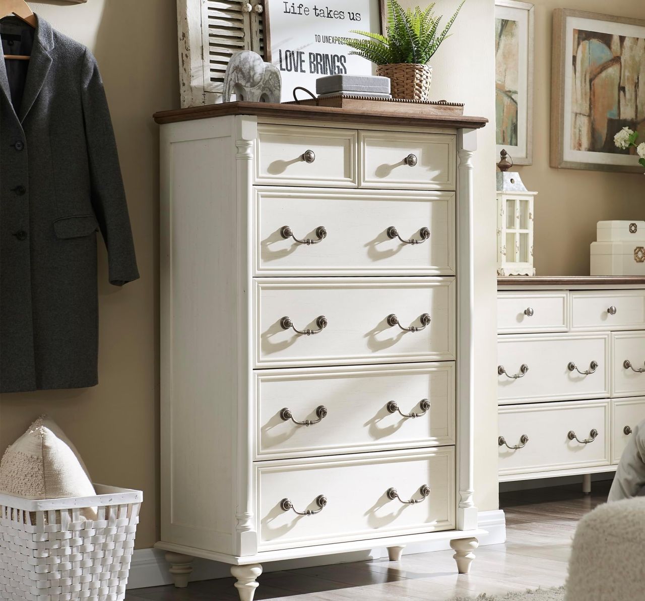 T4TREAM Farmhouse 6 Drawers Dresser Chests