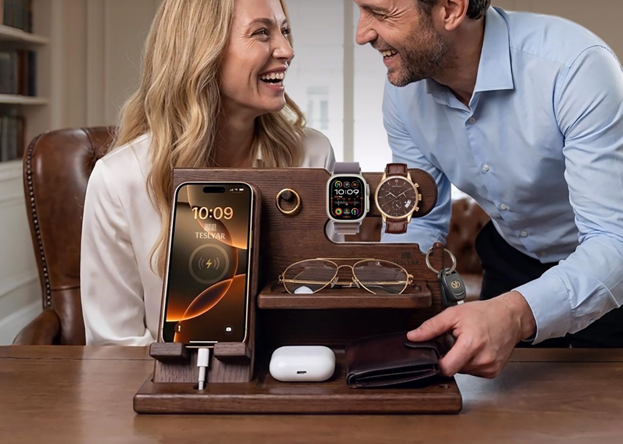 TESLYAR Wood Phone Docking Station