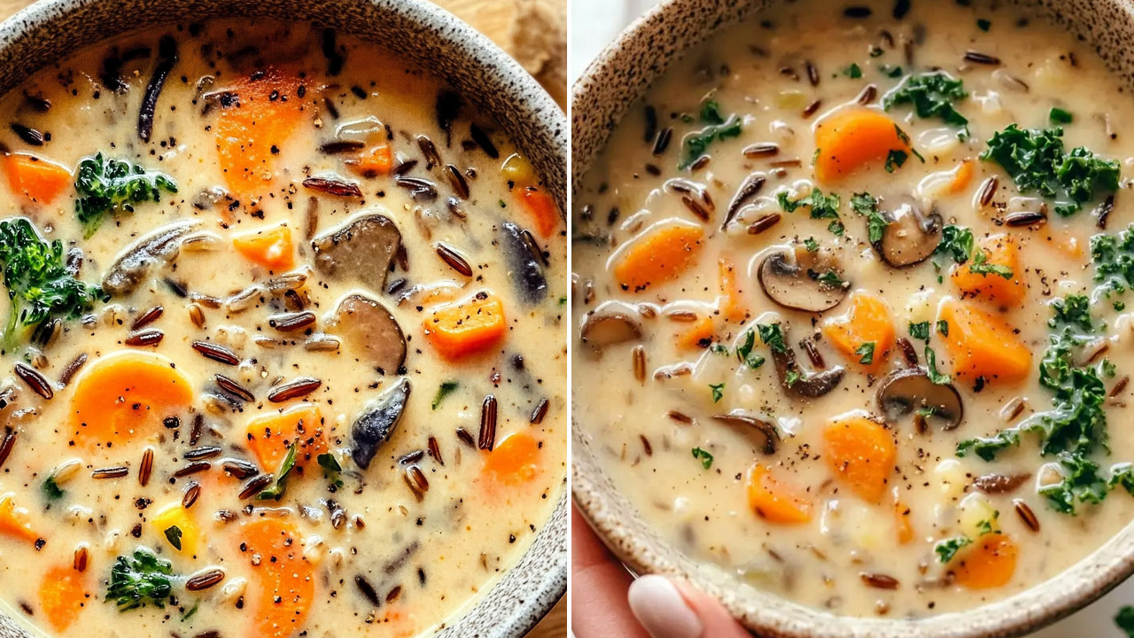 Vegan Father's Day Dinner Ideas - Creamy Wild Rice and Vegetable Soup