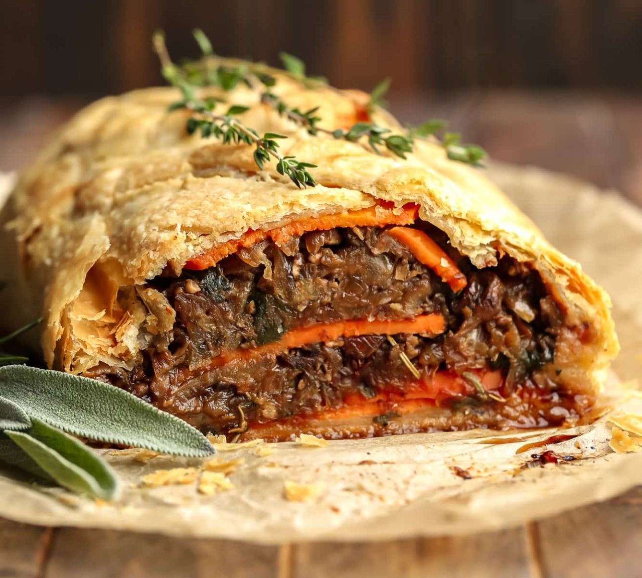 Vegan Father's Day Dinner Ideas- Mushroom Wellington