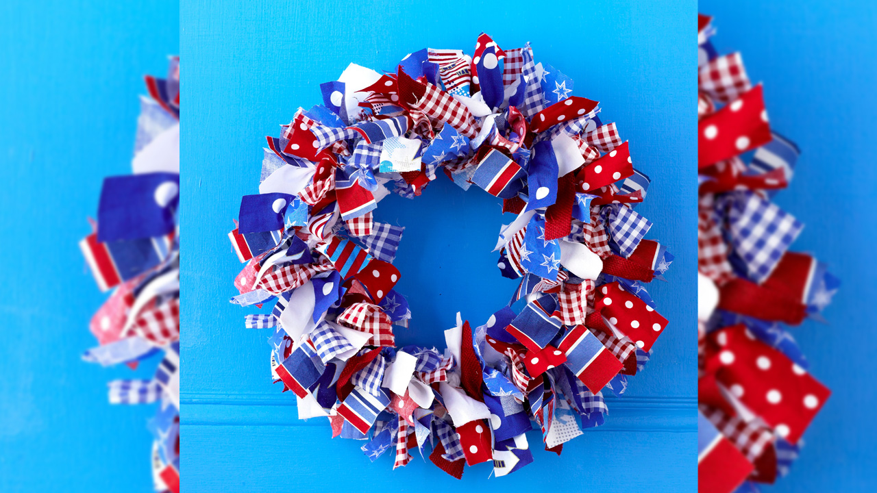 4th of July Decoration ideas on budget - fabric wreath
