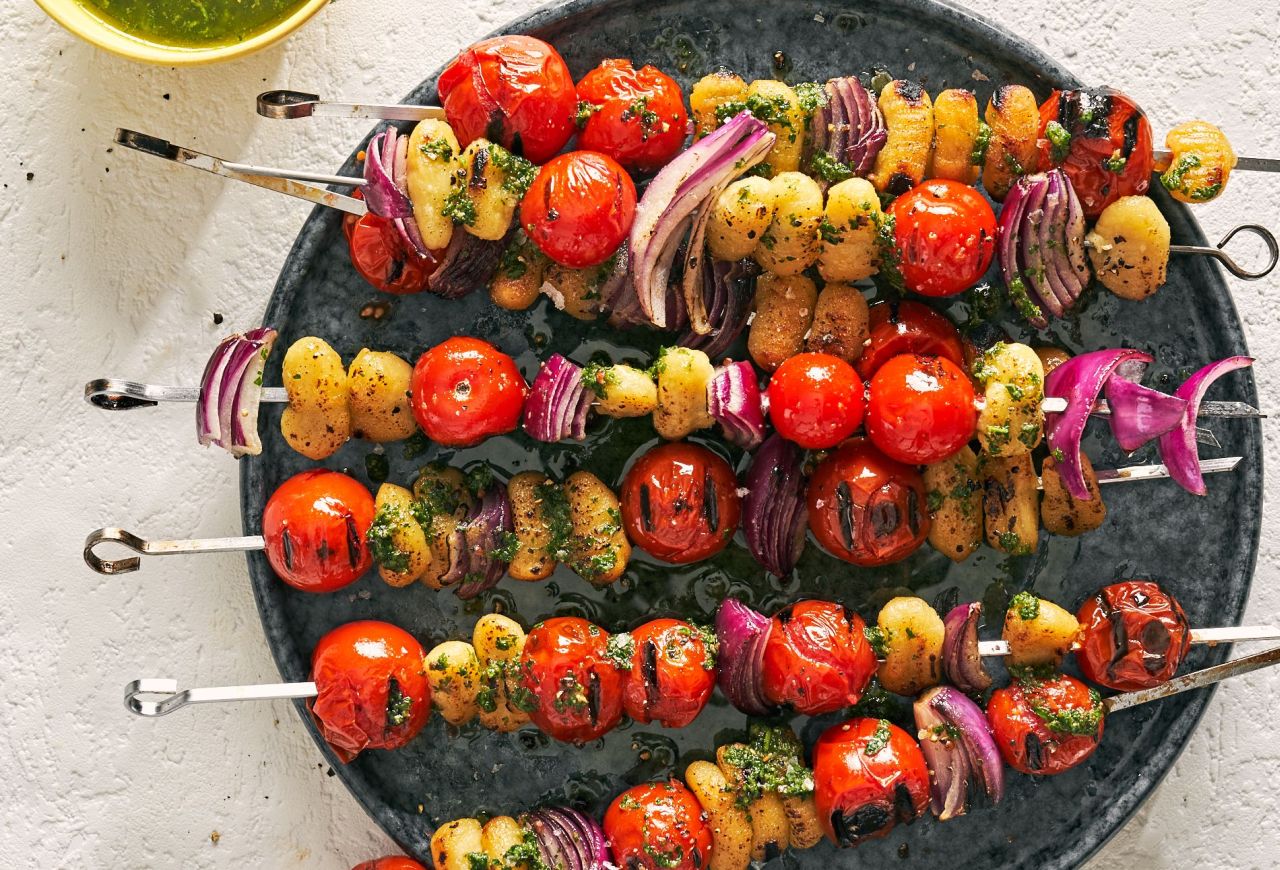 4th of July Side Dishes- Tomato Gnocchi Kebabs