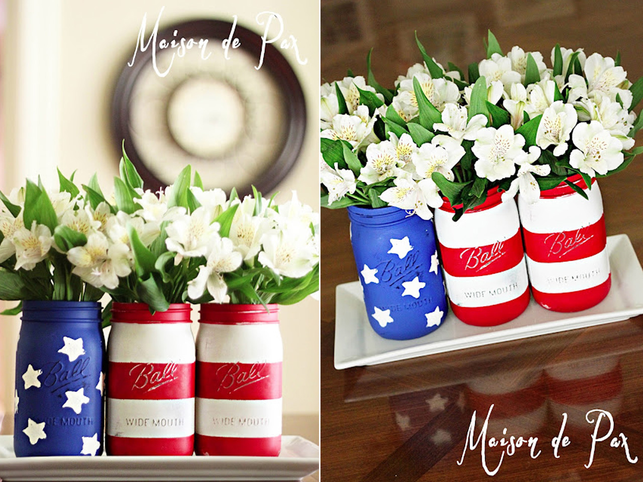 American Flag Mason Jars - Fourth of July Table Décor ideas