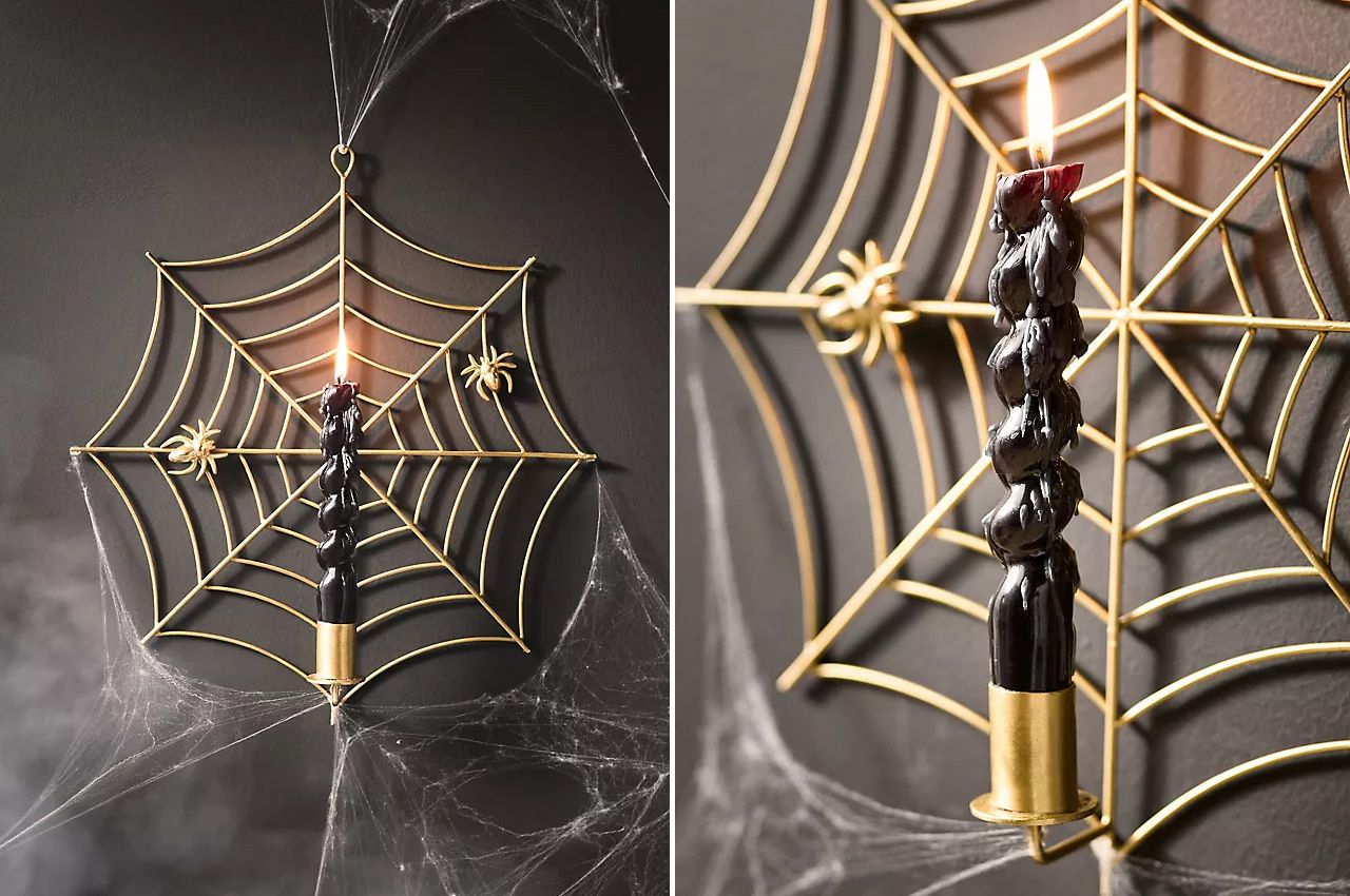 Anthropologie 2025 Halloween collection - Spiderweb Taper Candle Holder Sconce