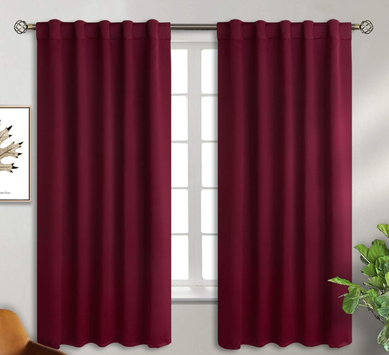 BGment Christmas Red Curtains