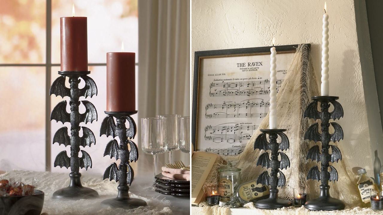 Grandin Road Halloween Haven 2025 Collection - Bats Candleholders