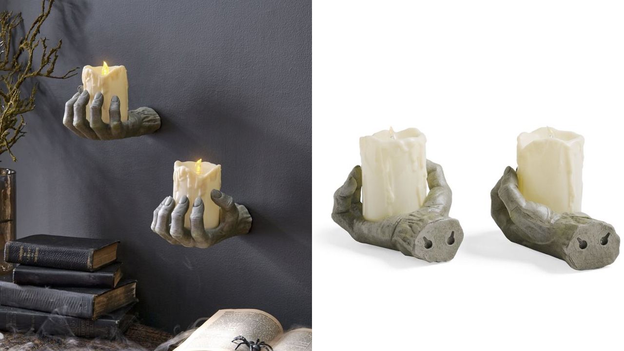 Grandin Road Halloween Haven 2025 Collection - Emerging Hand With Candle