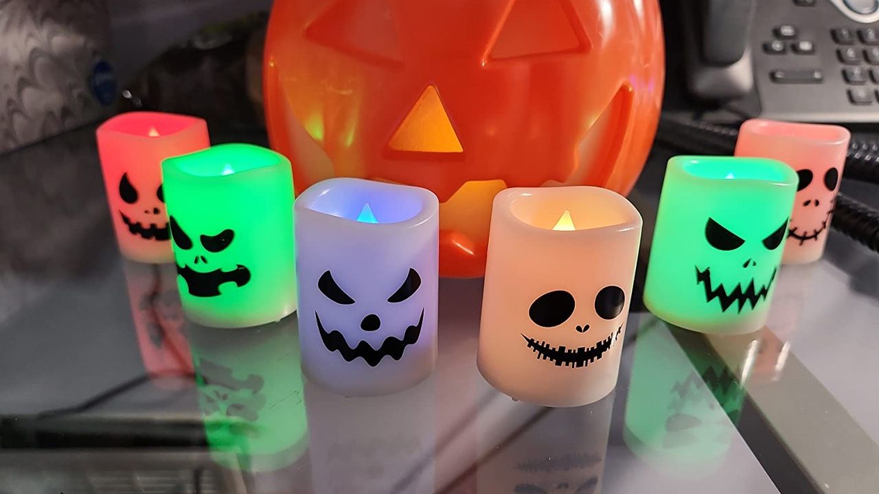 Halloween Indoor Decor Prime Day Deals 2025 - Jack-o’-Lantern Flameless Votive Candles