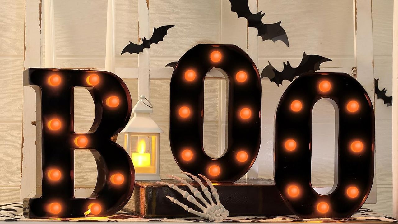 Halloween Indoor Decor Prime Day Deals 2025 - LED Light up BOO Sign