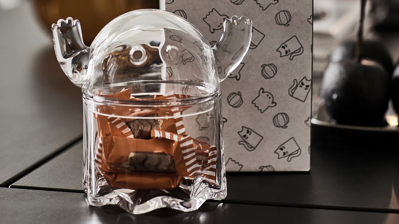 IKEA 2025 KUSTFYR Halloween Collection - 20 oz. Glass Ghost Bowl With Lid