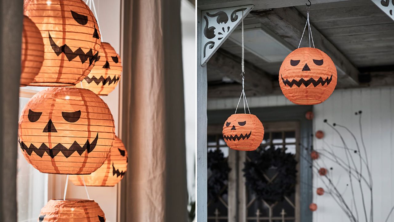 IKEA 2025 KUSTFYR Halloween Collection - Battery-Powered LED Pumpkin Pendant Lamp