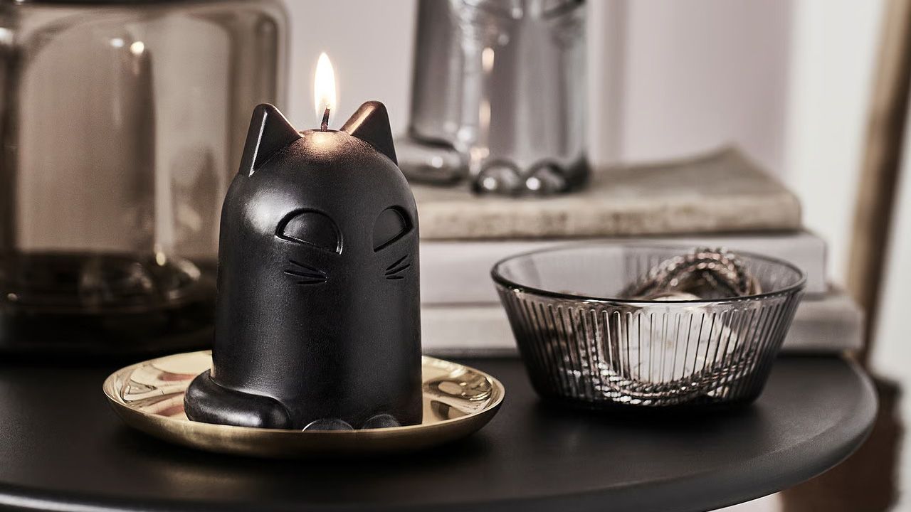 IKEA 2025 KUSTFYR Halloween Collection - Black Cat Unscented Candle