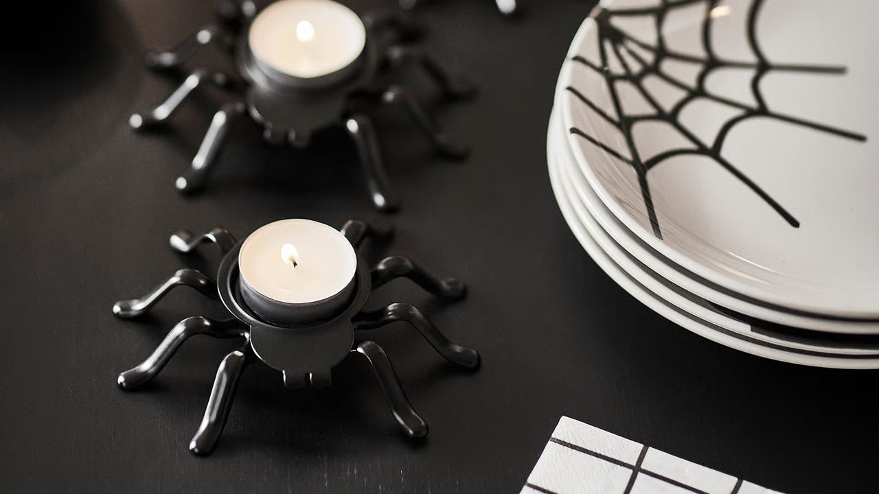 IKEA 2025 KUSTFYR Halloween Collection - Black Spider Tealight Holder